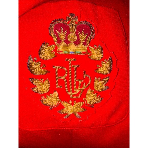 Vintage Ralph Lauren 3D CREST Red Designer Womens 12  Jacket Blazer Money Preppy - Picture 13 of 16